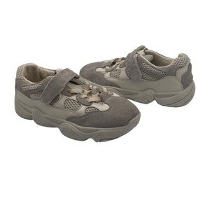 Shoekey Cream Gray Hook And Loop Sneakers Size 34 Big Girl